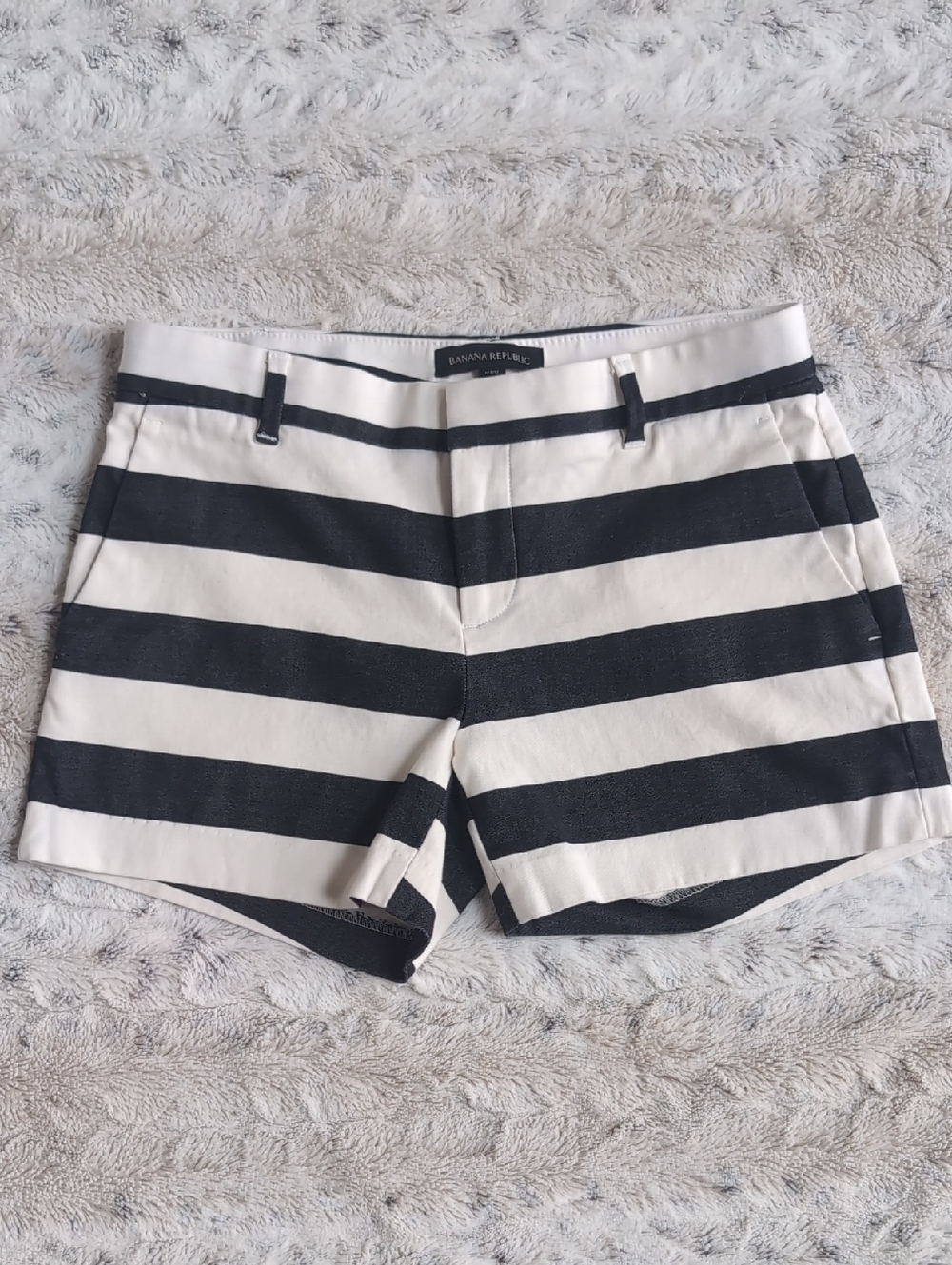 Banana Republic Striped Cotton Flat Front Shorts
